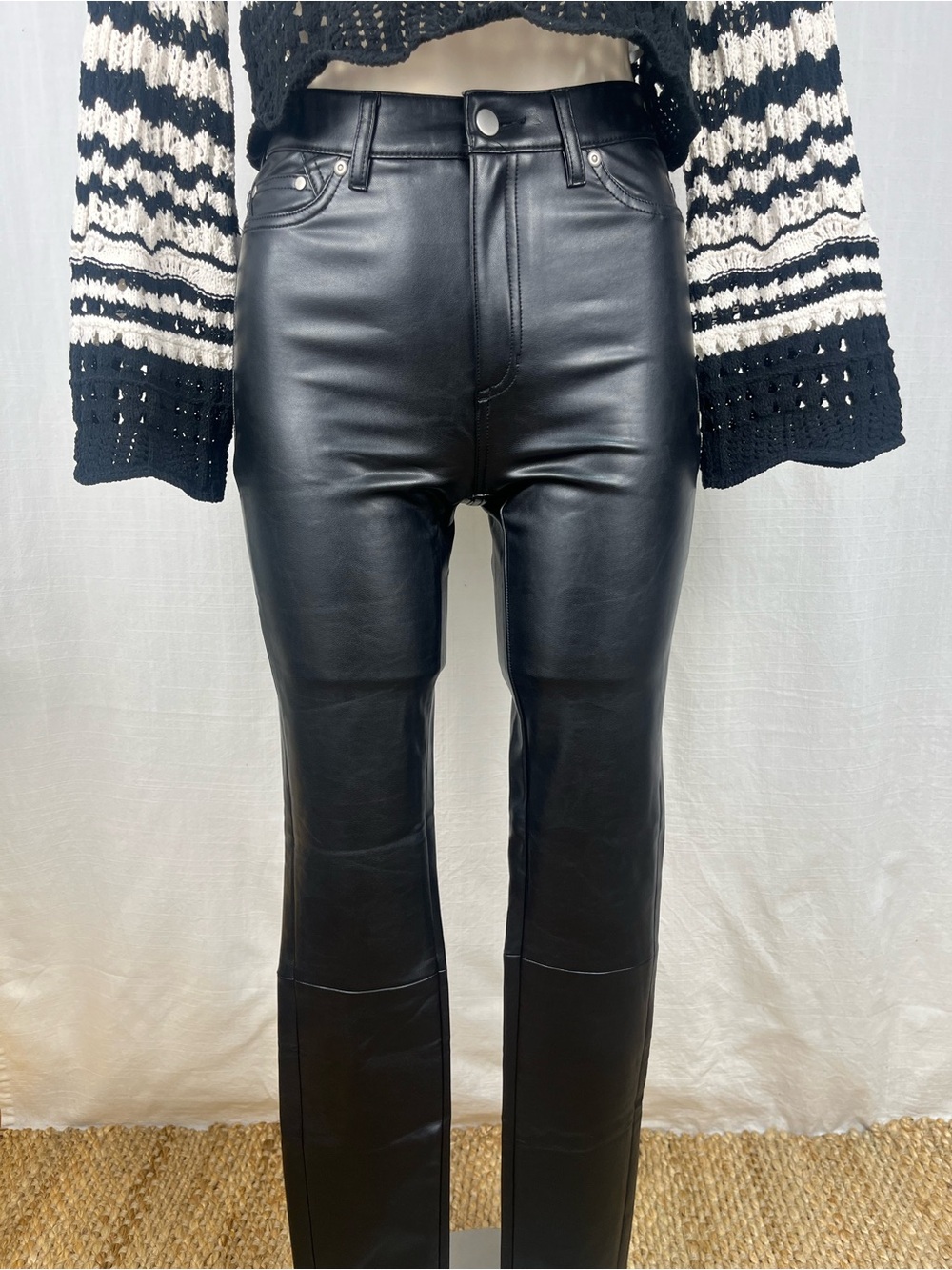NWT 7 For All Mankind Black Faux Leather Pants